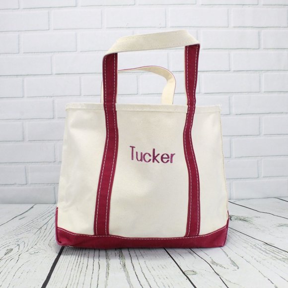 L.L. Bean Handbags - LL Bean Cream Magenta Cotton Canvas Handbag Medium